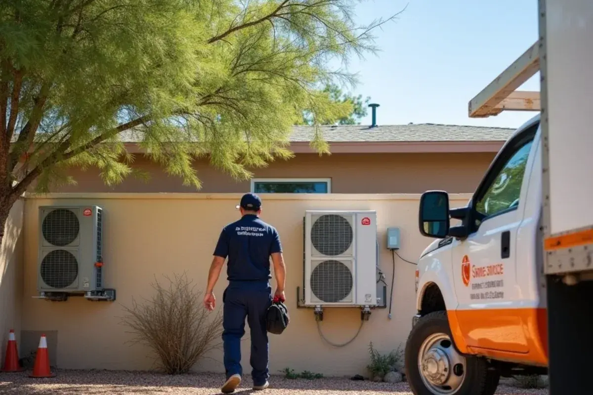 Outdoor mini-split units and a central condenser at one home covered under a single HVAC maintenance plan