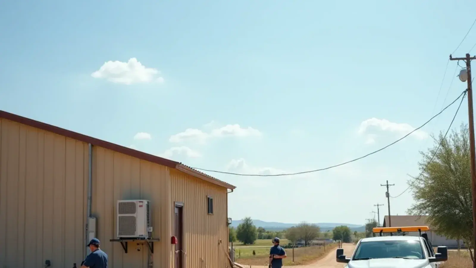 Farm-edge lot with a metal shop, mini-split, long line set and service pickup in Olivia Lopez de Gutierrez, TX
