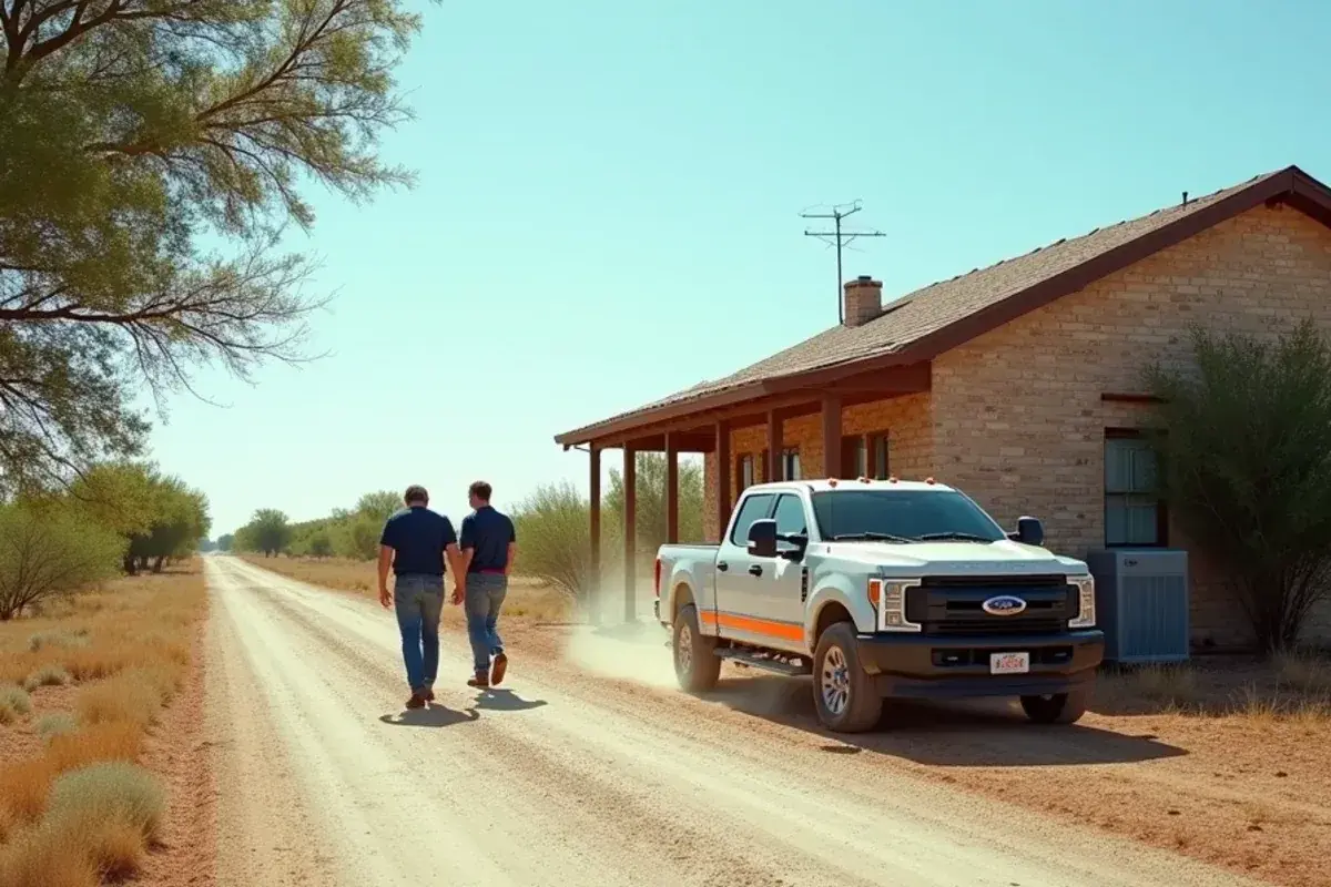 Ranch house at the end of a long caliche road in northern Starr County brush country