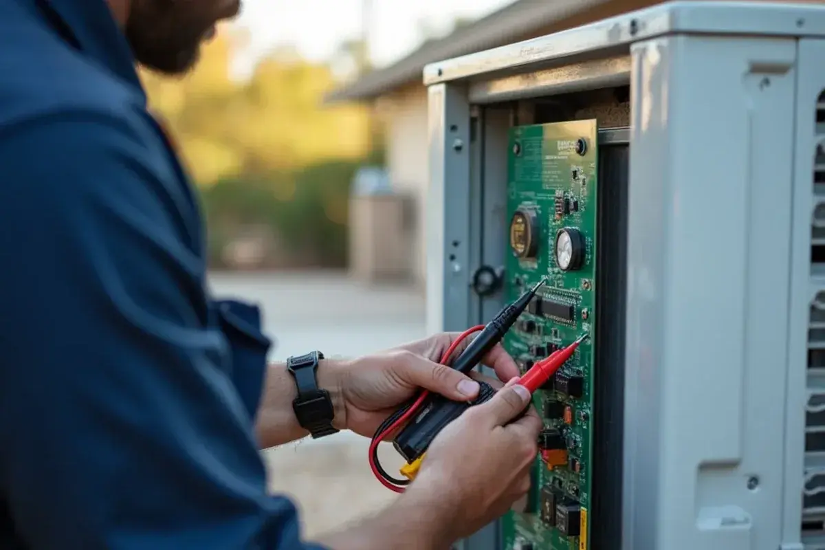 Checking the control board of a ductless mini-split outdoor unit in Valle Vista