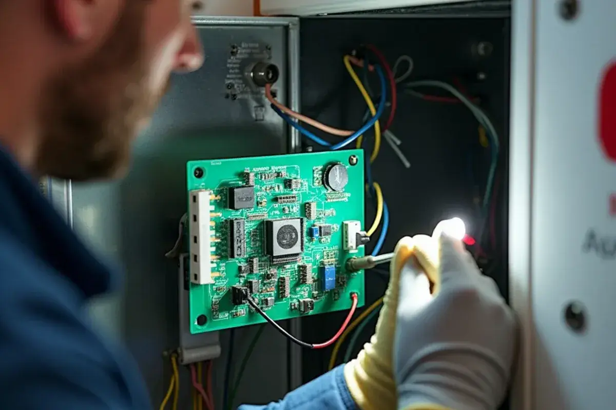 Thermostat wires connected at an air handler control board while adding a C-wire for a Wi-Fi thermostat
