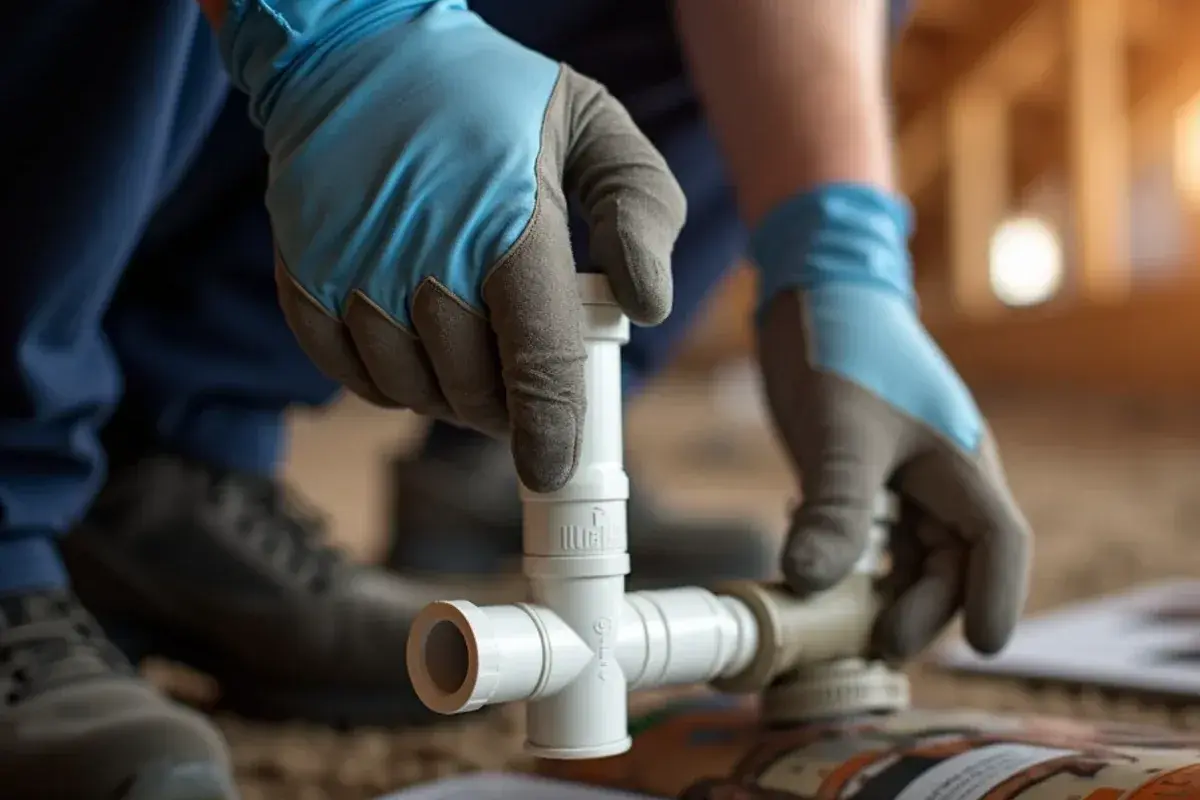 Condensate line from a whole-home dehumidifier being joined to the AC drain with a trap